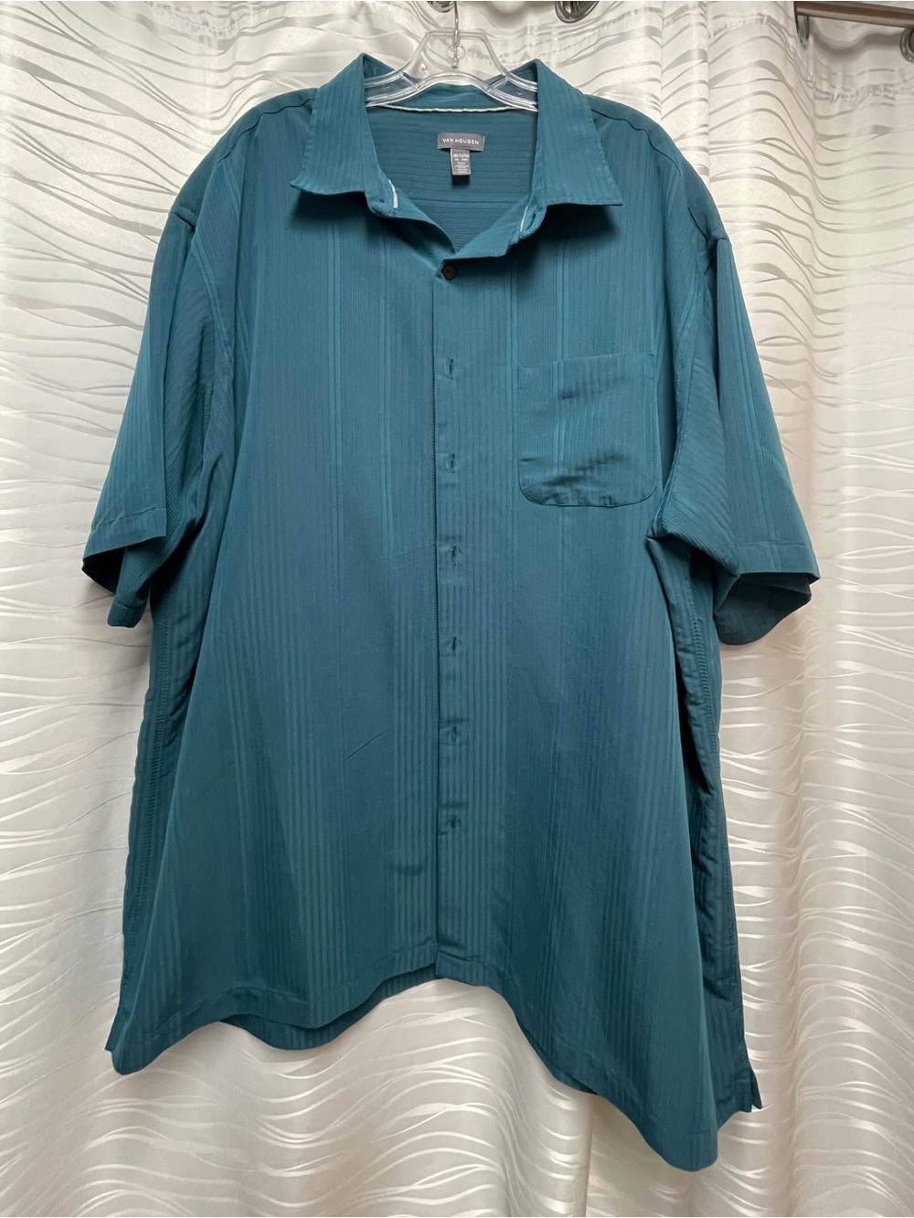 Van Heusen Teal Short-Sleeve Casual Button-Down Shirt
